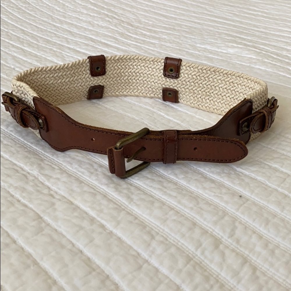 All Saints leather & woven cotton belt